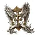 Angel wings with a cross creaapy tattoo design idea