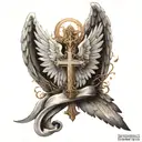 Angel wings with a cross creaapy tattoo design idea