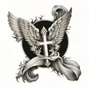 Angel wings with a cross creaapy tattoo design idea