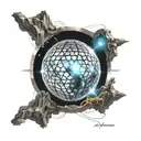 Dyson sphere  science fiction realistic tattoo design idea