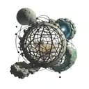 Dyson sphere  science fiction realistic tattoo design idea