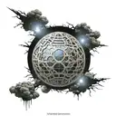 Dyson sphere  science fiction realistic tattoo design idea