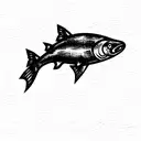 salmon with a 4 leaves clover tattoo design idea