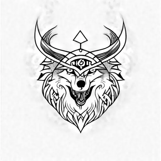 wolf head viking style fenrir tattoo design idea