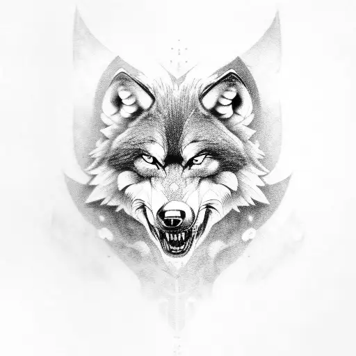 wolf head viking style fenrir tattoo design idea