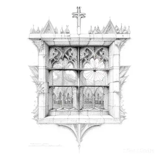cathedral windows, St. Michael  tattoo design idea