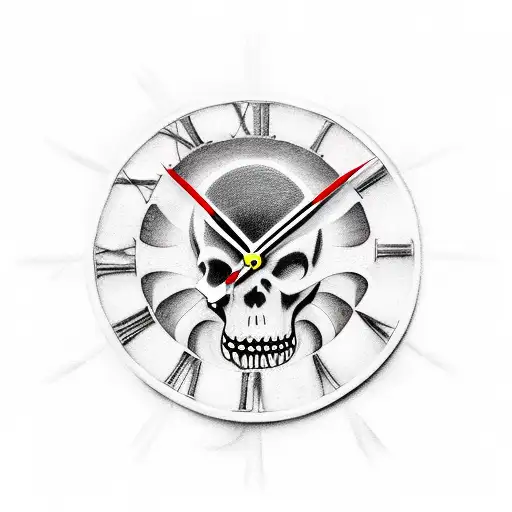 a clock face with the grim reaper face in front of it holding a scythe  tattoo design idea