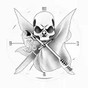 a clock face with the grim reaper face in front of it holding a scythe  tattoo design idea