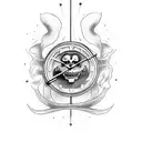 a clock face with the grim reaper face in front of it holding a scythe  tattoo design idea