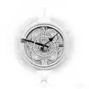 a clock face with the grim reaper in front of it holding a scythe  tattoo design idea