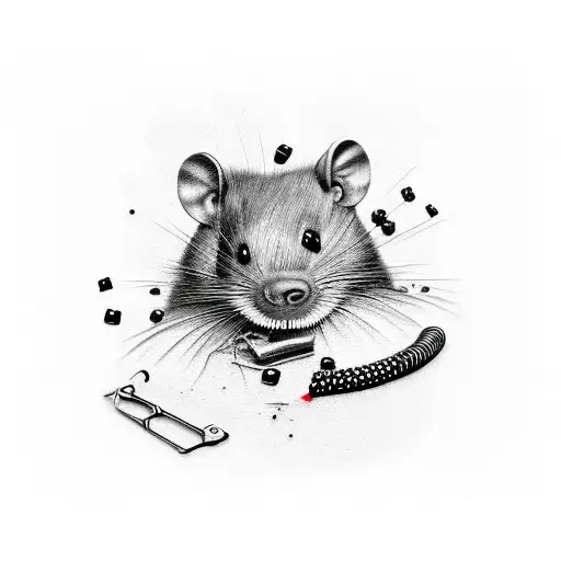 trash-polka rat black red tattoo design idea