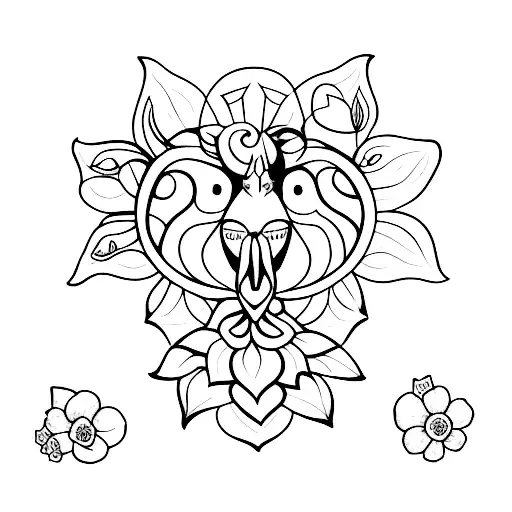 luna con flores tattoo design idea