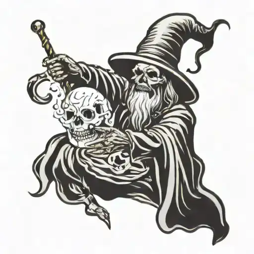 death wizard casting a spell tattoo design idea