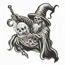 death wizard casting a spell tattoo design idea