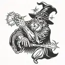 death wizard casting a spell tattoo design idea