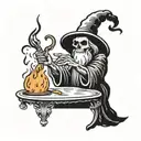 death wizard casting a spell tattoo design idea