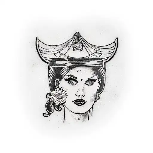 explorer woman finding large vase tattoo design idea