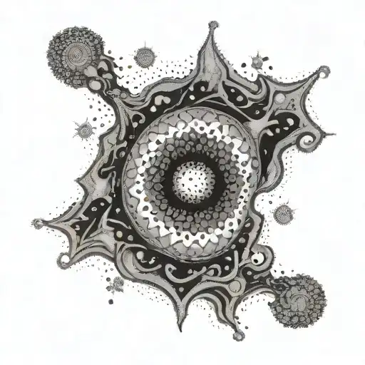 Mandelbrot set merging with a black hole illustration tattoo design idea