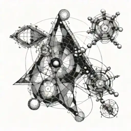 Mathematical fractals morphing into atomic structures tattoo design idea