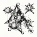 Mathematical fractals morphing into atomic structures tattoo design idea
