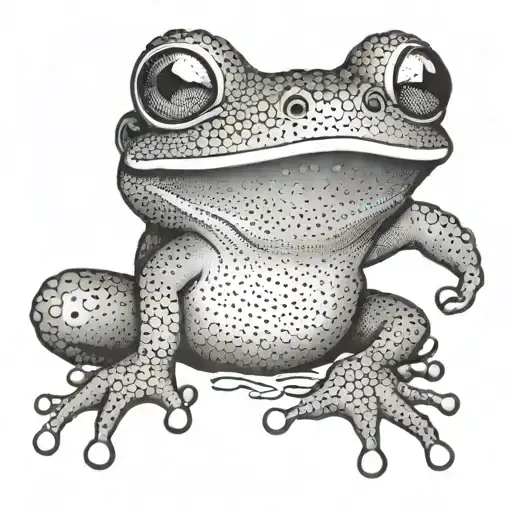 frog with teeth and hearts tattoo design idea