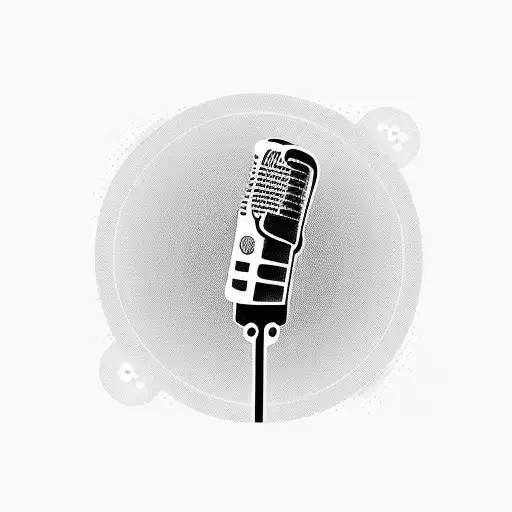 A microphone surrounded by musical notes tattoo design idea