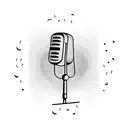 A microphone surrounded by musical notes tattoo design idea