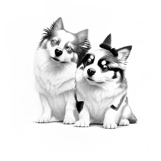 Mini Aussie, half realistic, half geometric tattoo design idea