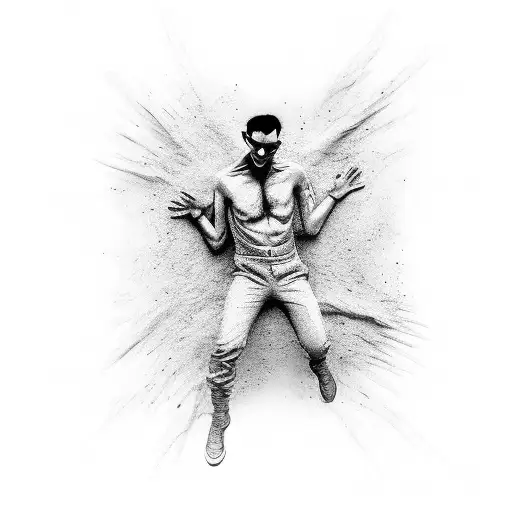 matrix, falling man, black & white tattoo design idea