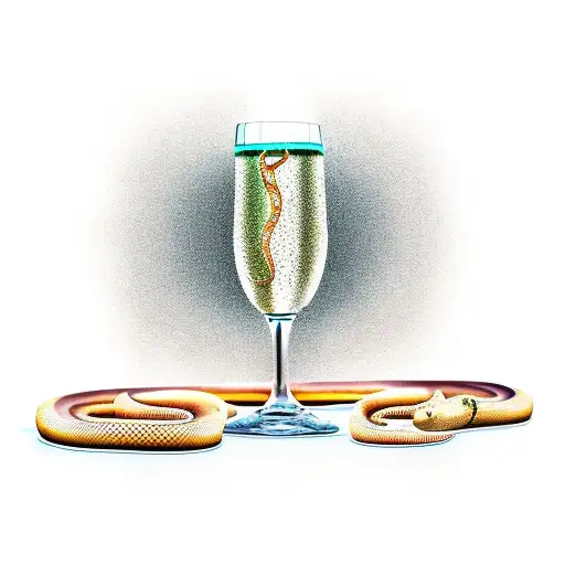 Champagne glass + snake tattoo design idea