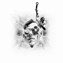 matrix, falling man, black & white tattoo design idea