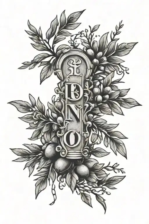 Roman numerals 8 18 2024 with olive branch or something that represents rome tattoo design idea