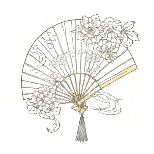 asian paper fan tattoo design idea