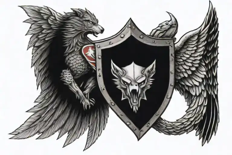 captan america shield wings wolf tattoo design idea