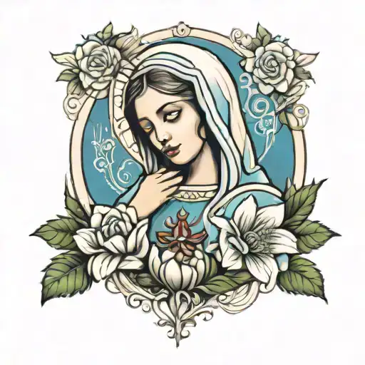 the virgin mary  tattoo design idea