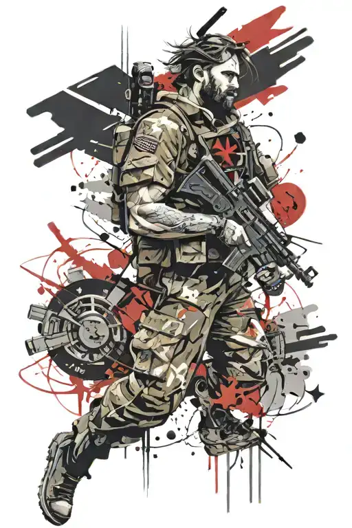 Military service, Fatherhood, and Jesus Christ tattoo design idea