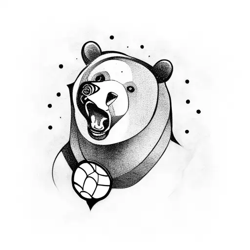 A bear wearing a hockey jersey in the mountains  tattoo design idea
