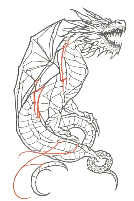 red lines, with a hint of a dragon image tattoo design idea