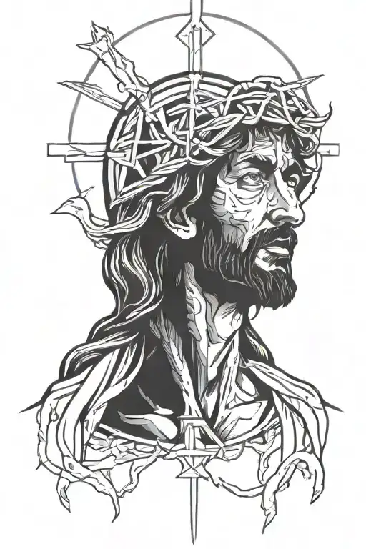 Eddie face with jesus tattoo design idea