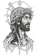 Eddie face with jesus tattoo design idea
