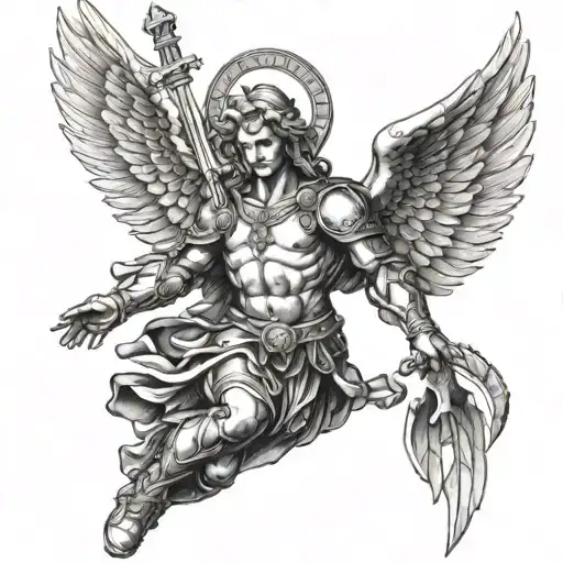 biblical archangel Michael tattoo design idea