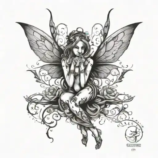 fairy and pain hatred grief sorrow tattoo design idea