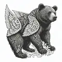 Bear and fairy wings tattoo design idea