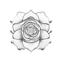 5 flowers with mountain laid out similar to a ying yang tattoo design idea