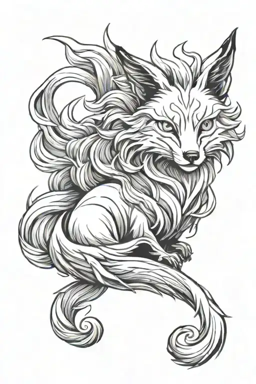 Nine tail fox tattoo design idea