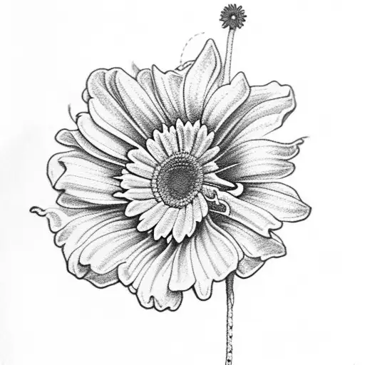 gerbera daisy and hibiscus flower tattoo design idea