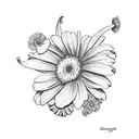 gerbera daisy and hibiscus flower sleeve tattoo design idea