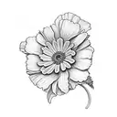 gerbera daisy and hibiscus flower tattoo design idea