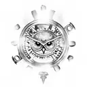 Steampunk owl with gears and cogs tattoo design idea