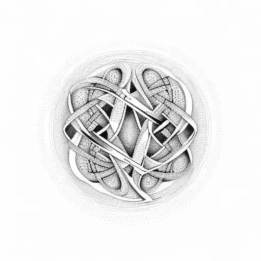 A detailed illustration of a pair of scissors and a sewing needle forming a infinity symbol tattoo design idea